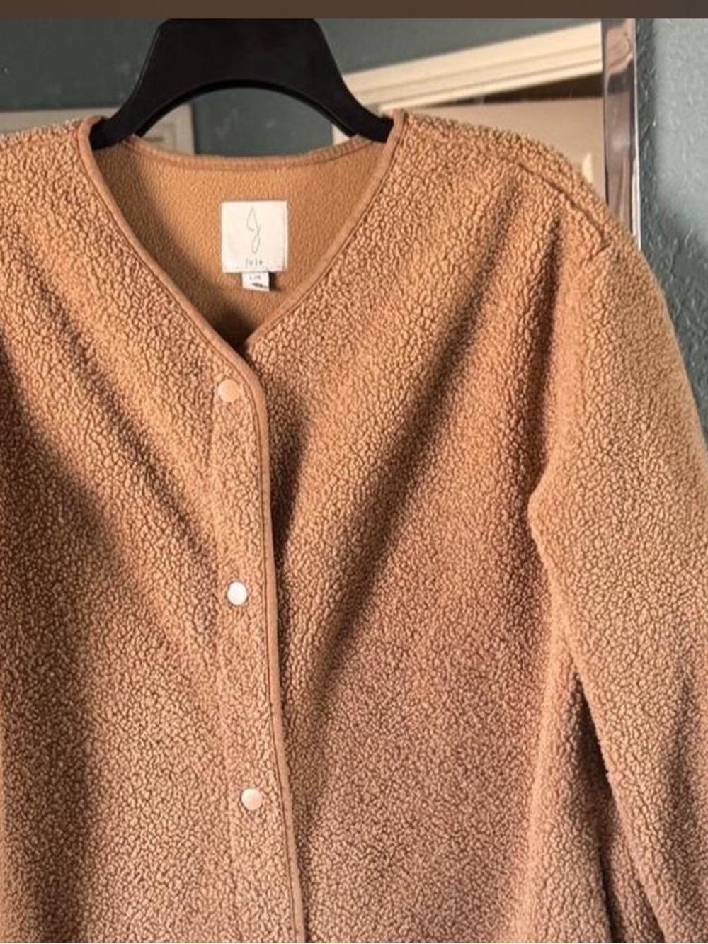 NWOT Joie OversizedSnap Button Fleece Sherpa Teddy Jacket Coat Cardigan Size L